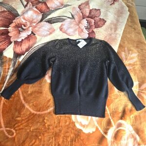 Cleo Black Sweater with Gold Accents